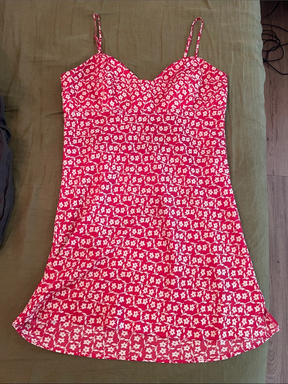 Free People red & White Floral Slip Dress